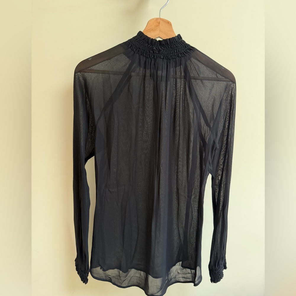 Reformation Black Sheer Blouse